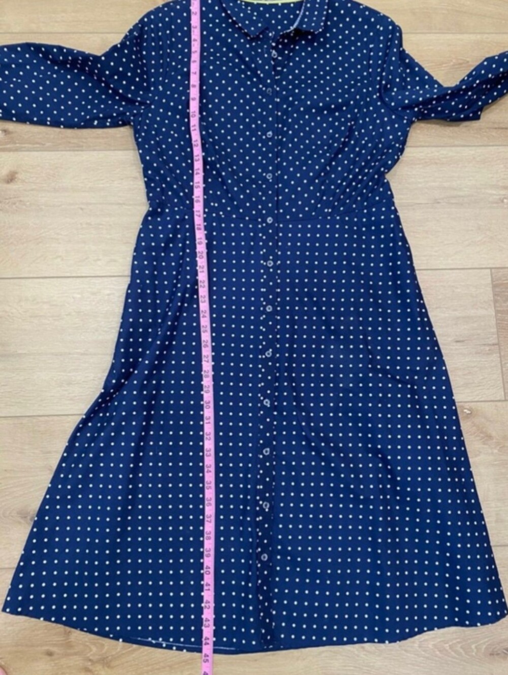 Boden XL Navy White Polka Dot Button Front Midi Shirt Dress Work Old Money - Picture 8 of 9